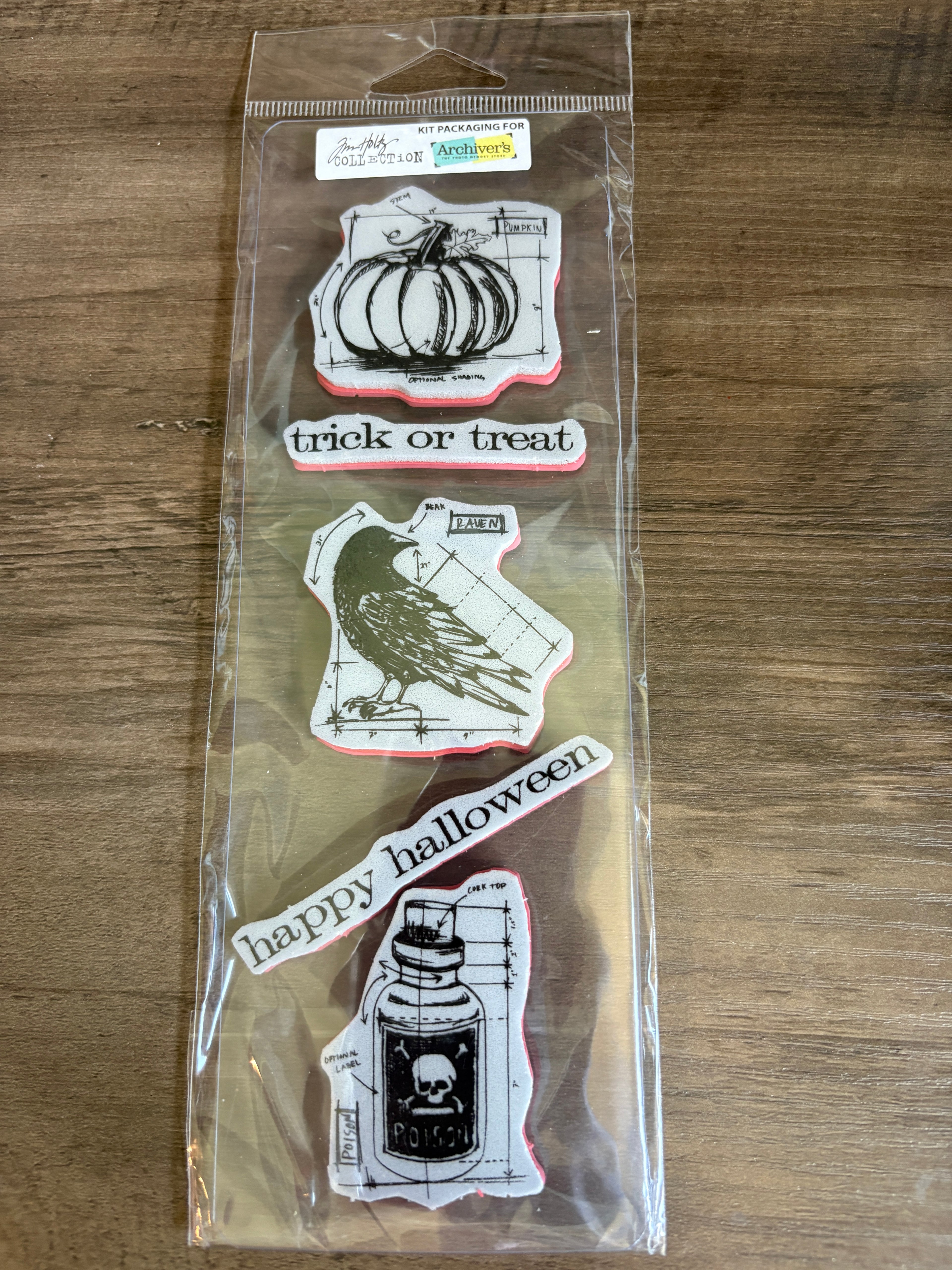 Tim Holtz Collection ~ Halloween Rubber stamps Poison Trick or Treat Raven Pumpkin R2