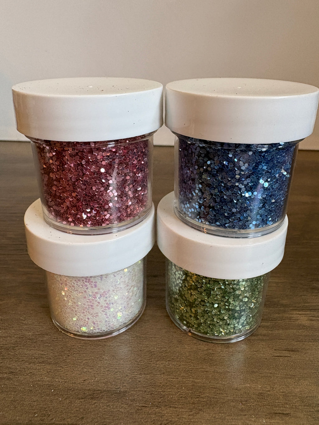 Stampin Up Embossing ~ Brilliant Chunky Glitter Pink Green Blue White 4 Pack ~ R1