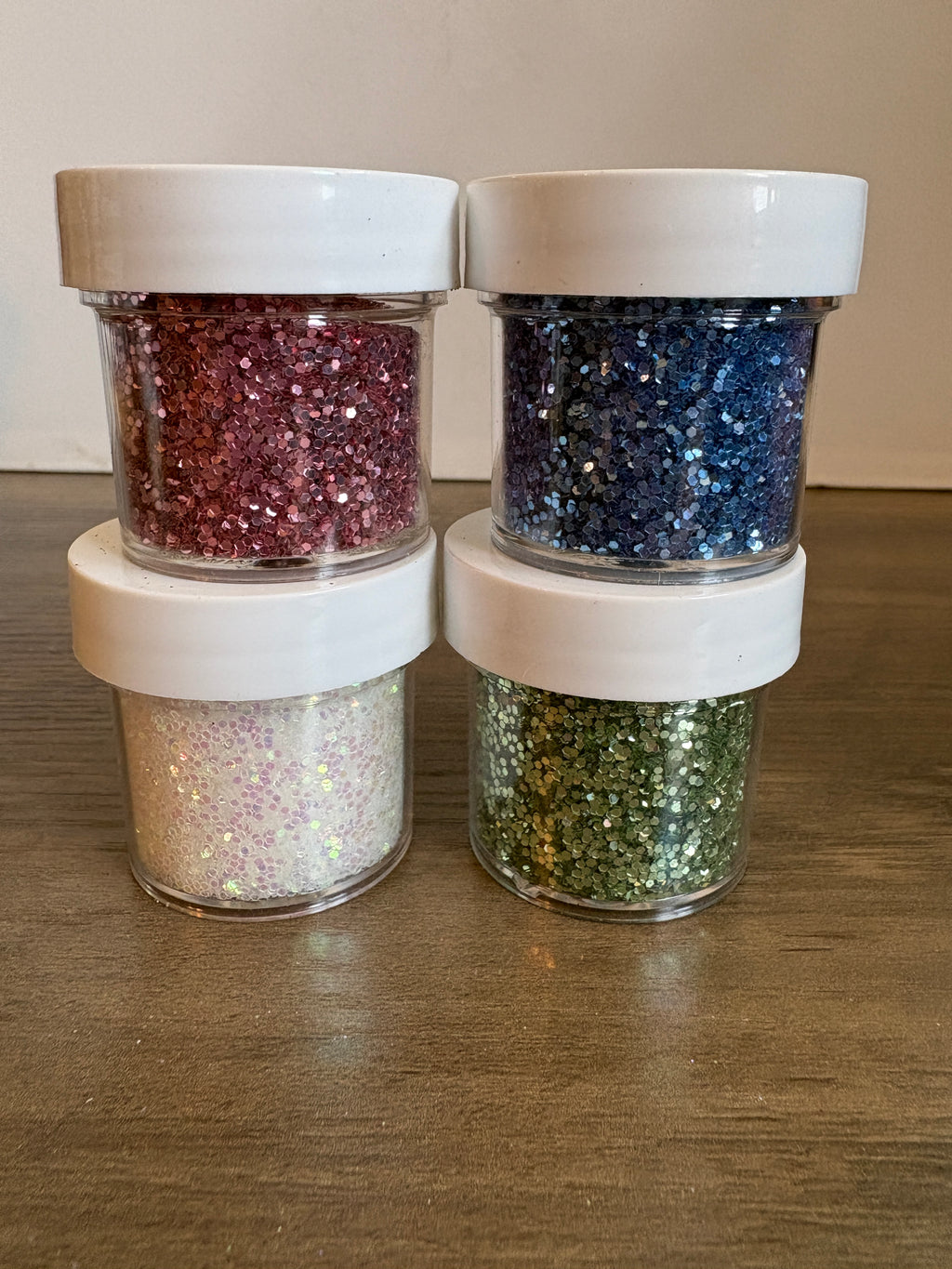 Stampin Up Embossing ~ Brilliant Chunky Glitter Pink Green Blue White 4 Pack ~ R1